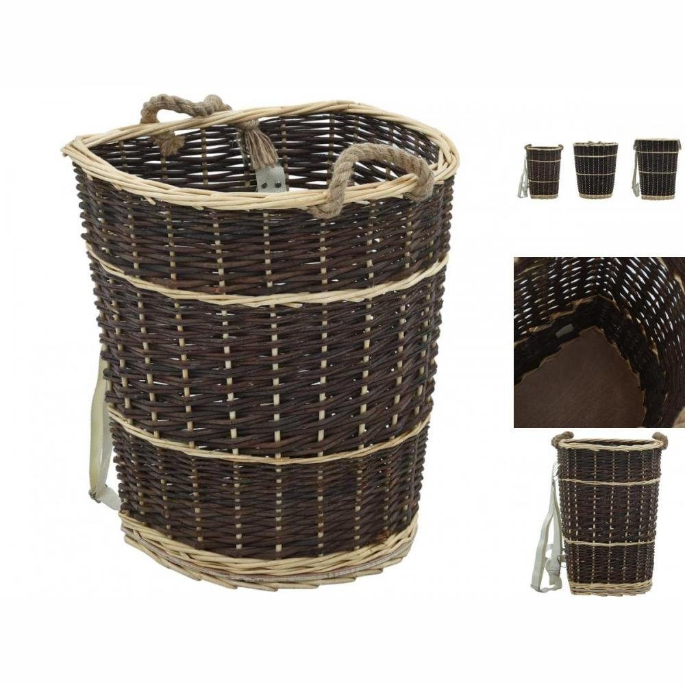 vidaXL Kaminholzregal Holzkorb mit Trageriemen 44,53750 cm Natur Weide, BxTxH:44x37x50 cm