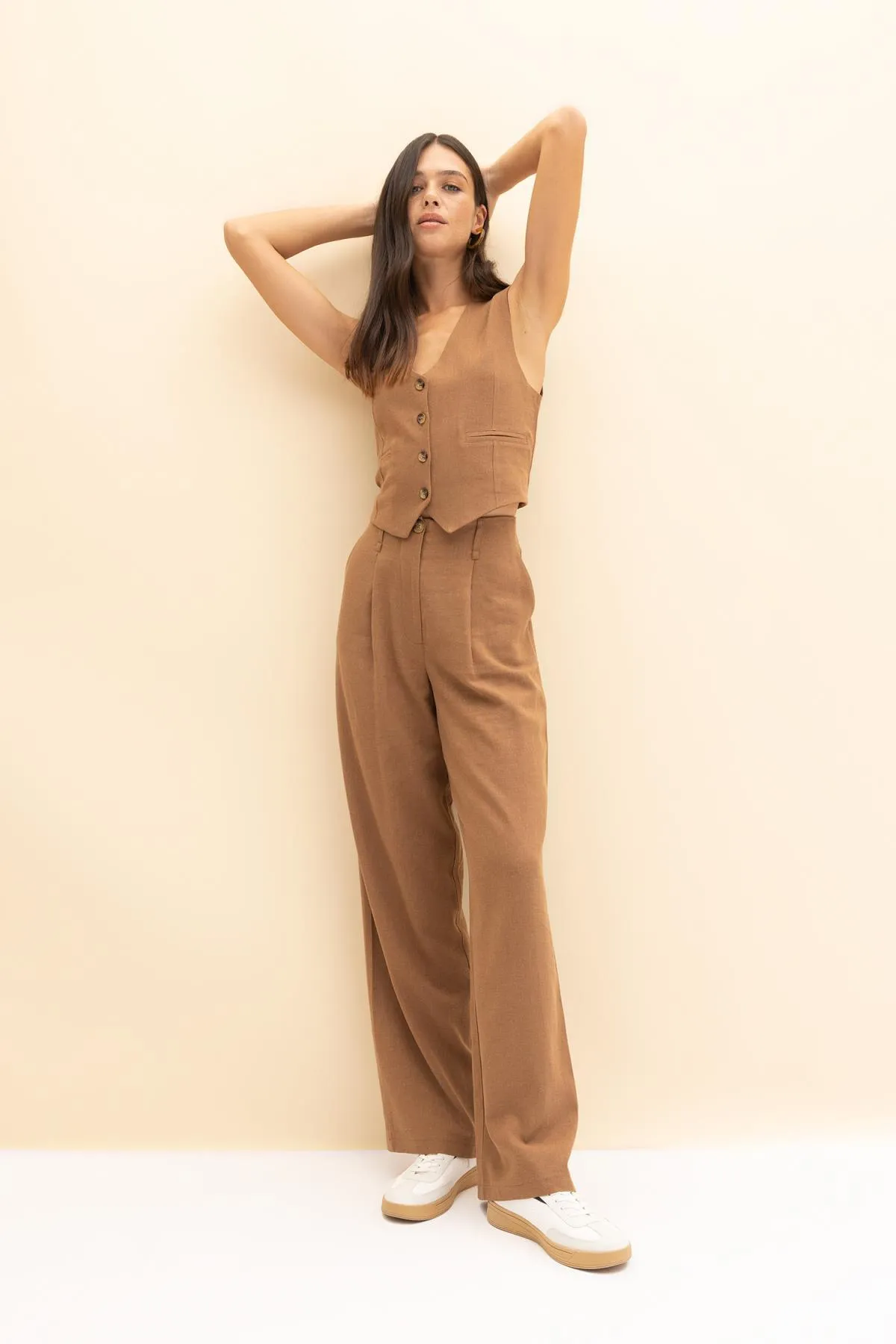 DeFacto  Hose aus Leinenmischung mit weitem Bein und hoher Taille Z5533az23sm