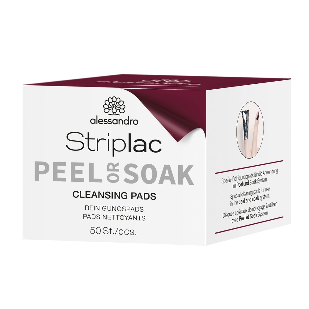 alessandro Striplac Peel or Soak Pads nettoyants ongles 50 Pcs Cotons Nettoyants pour ongles naturels et Top Coat  Striplac Peel or Soak