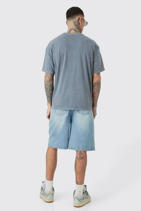 Tall zerrissenes Oversize T-Shirt mit Milano-Print