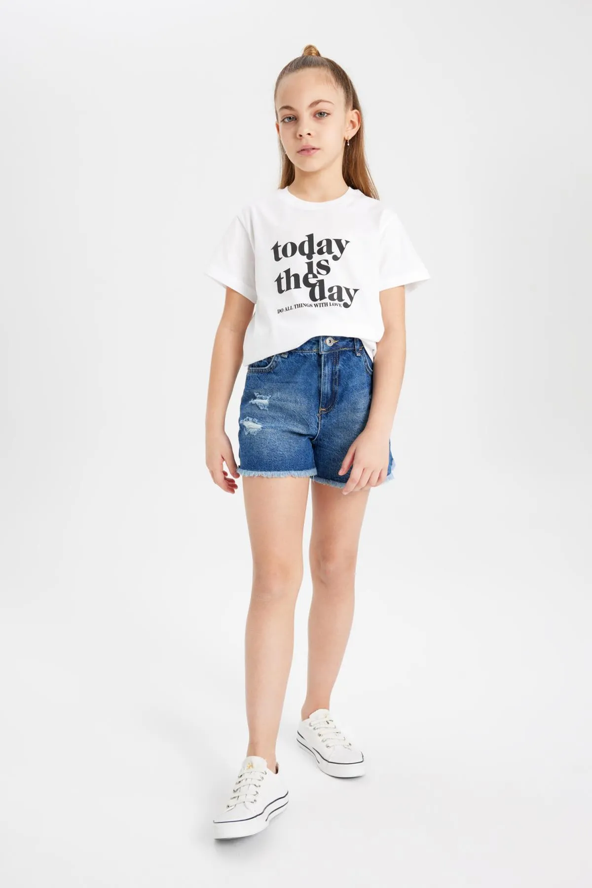 DeFacto  Bedrucktes Kurzarm-T-Shirt für Mädchen B5123A824SM