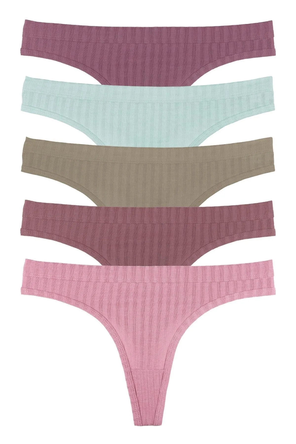 Sensu  5-teiliges Tanga-Höschen-Set für Damen mit Schnurbindung in sanften Farben – Kts3052