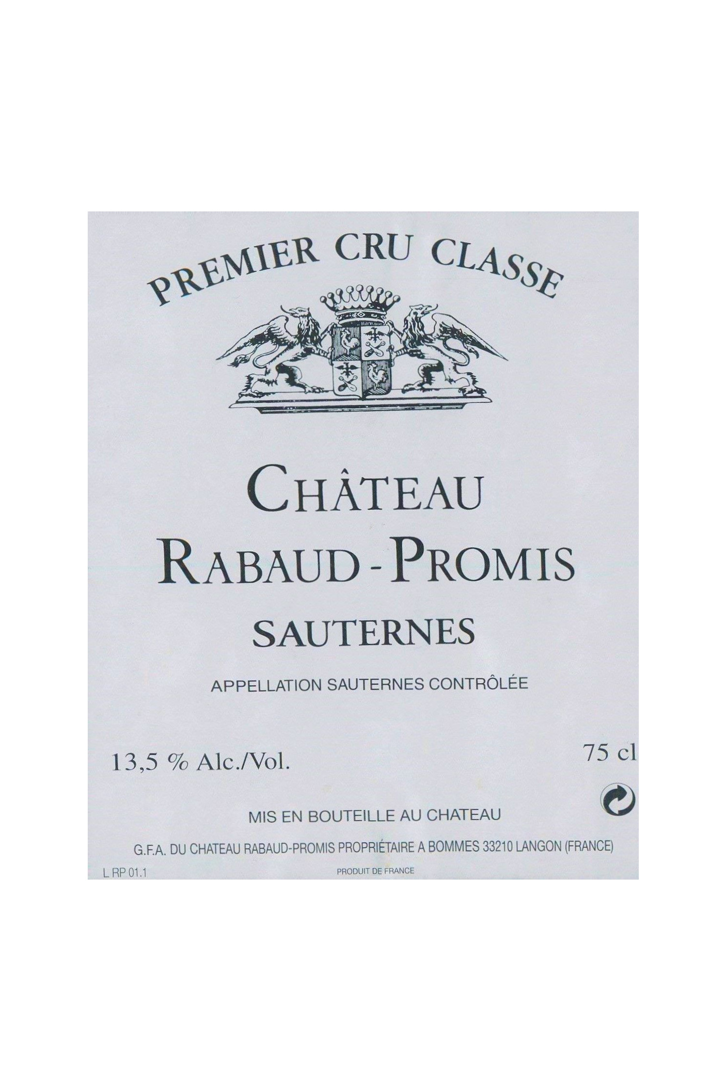 Château Rabaud Promis 1964, Sauternes