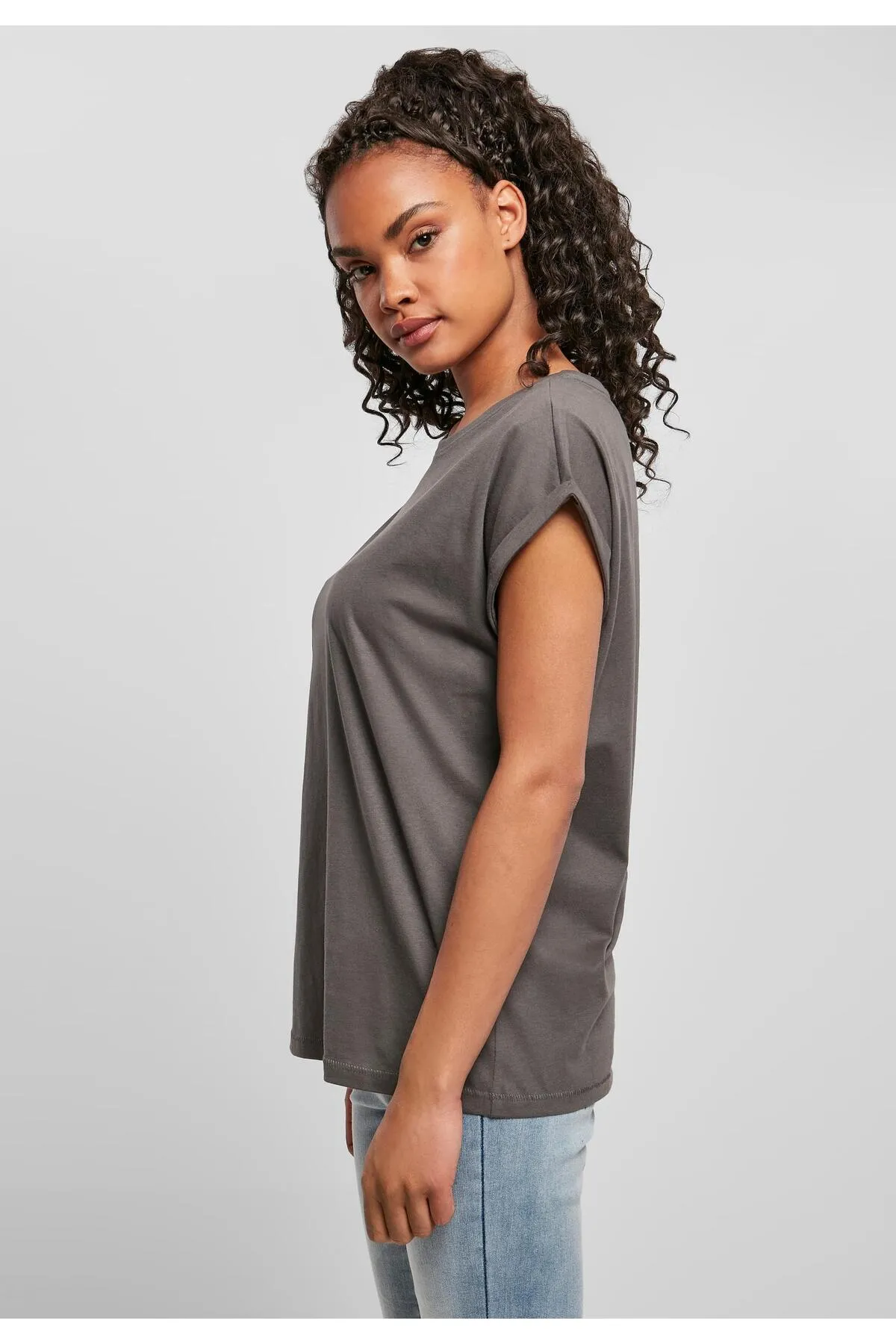 Urban Classics  Damen T-Shirt mit verlängerter Schulterpartie für Damen