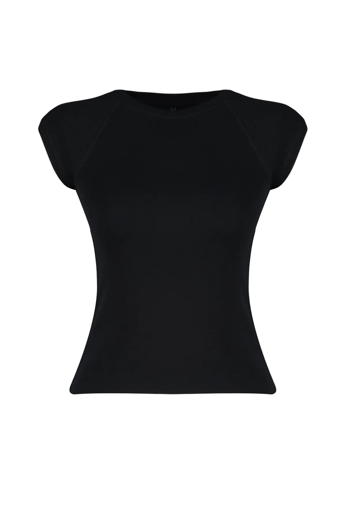 Trendyol Collection  Schwarze, dehnbare Strickbluse mit Mondärmeln aus Viskose/weichem Stoff TWOSS24BZ00088