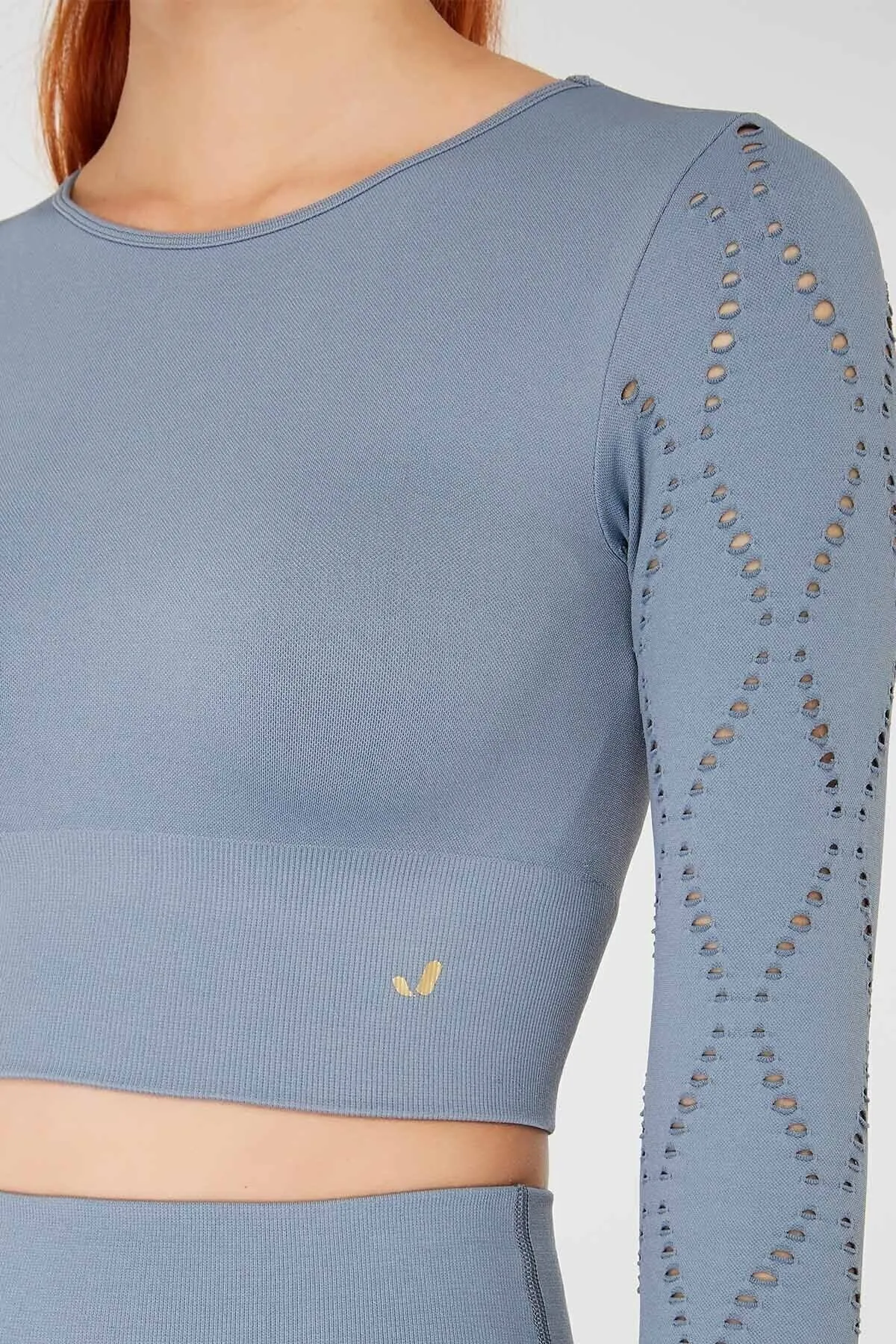 Jerf  Naples Langarm-Crop-Top Econyl Stone