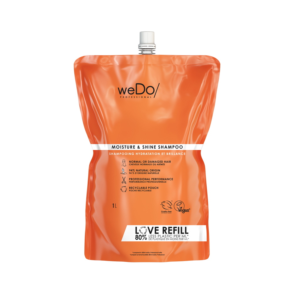 wedo Shampoing Vegan Hydratation et Brillance recharge cheveux normaux et abîmés Shampooing vegan sans sulfate sans silicone pour cheveux normaux abimés