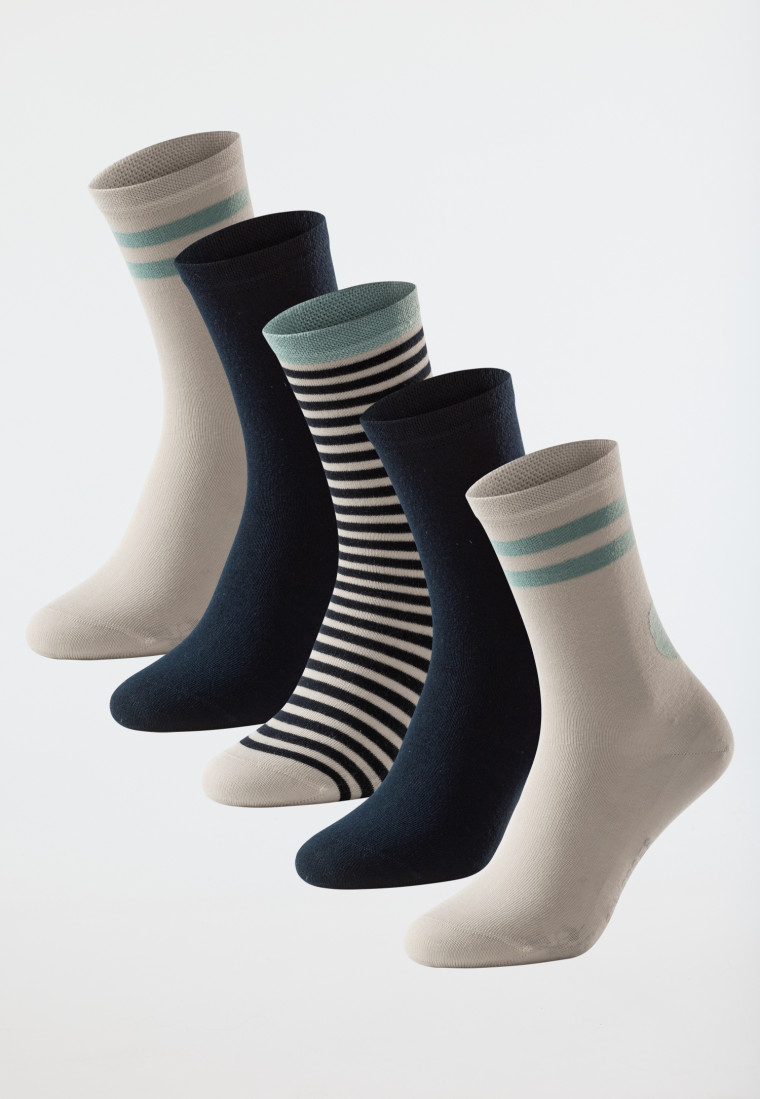 Damensocken 5er-Pack stay fresh uni/gemustert mehfarbig - Bluebird