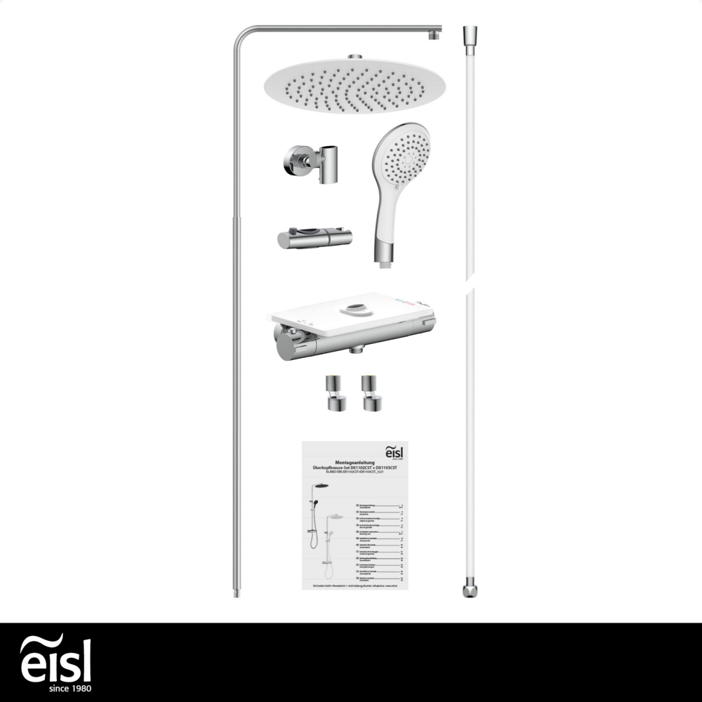 Eisl Duschset GRANDE VITA Duschsystem mit Thermostat und Ablage, Chrom/Weiß