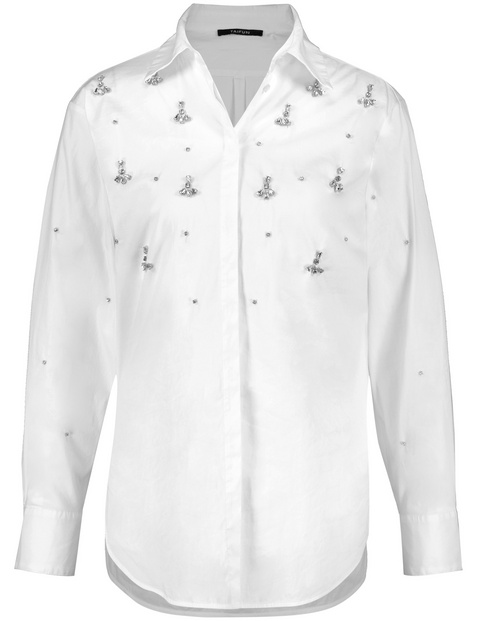Baumwollbluse mit Strassstein-Dekor