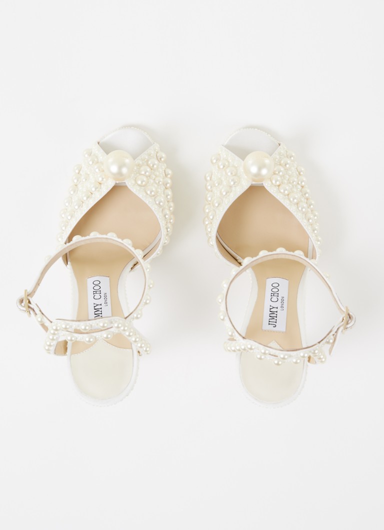 Jimmy Choo Sacora sandalette en satin avec imitatieparels