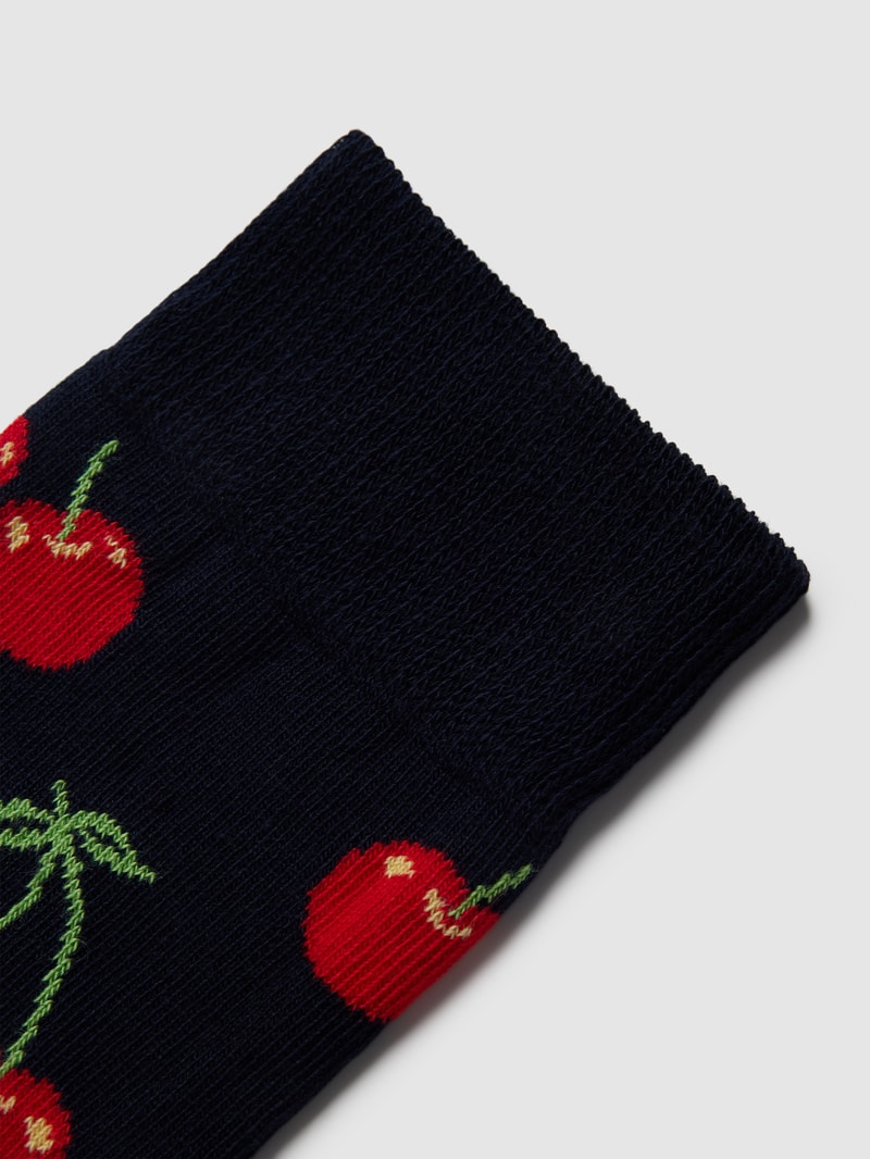 Socken mit Allover-Muster Modell 'CHERRY' in marineblau