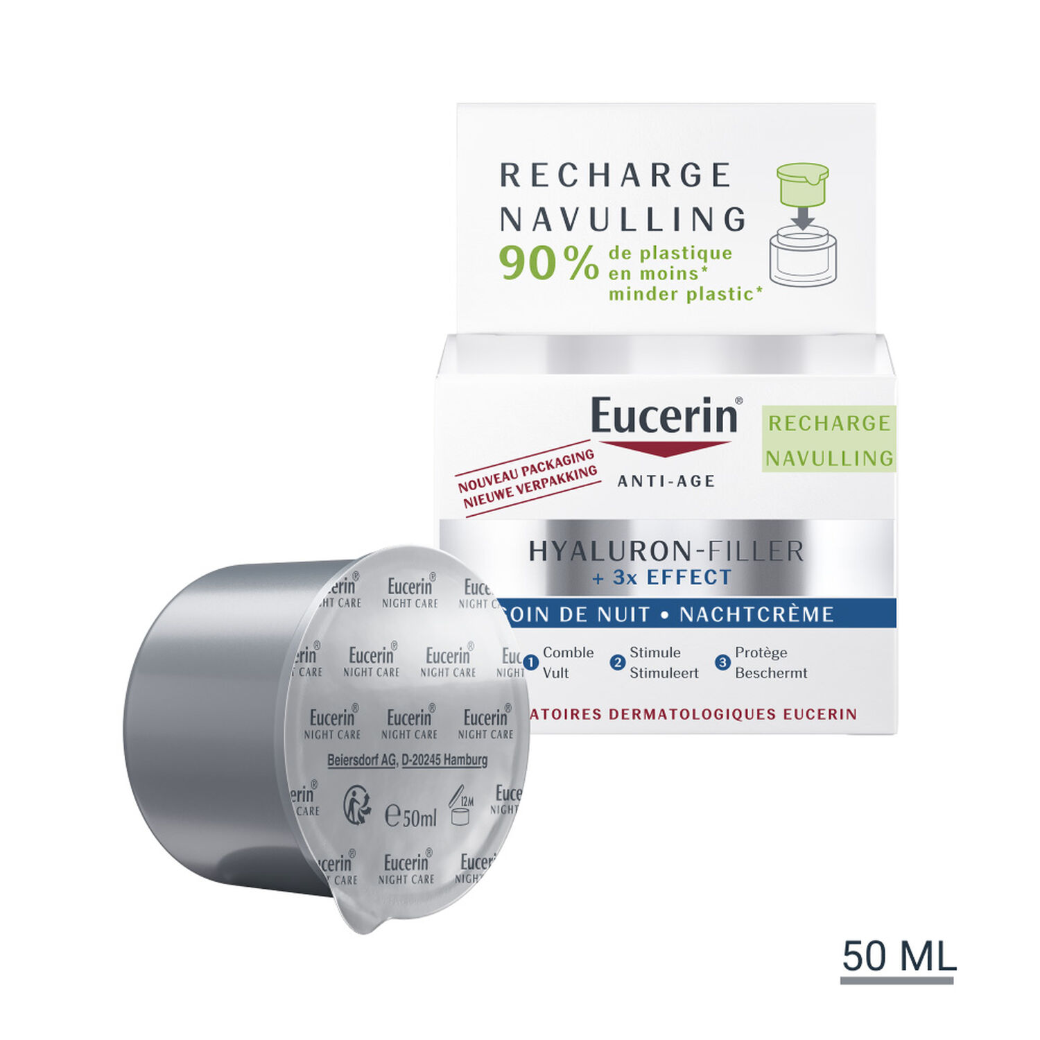 Eucerin HYALURON-FILLER + 3x EFFECT Recharge Soin de Nuit 50ml