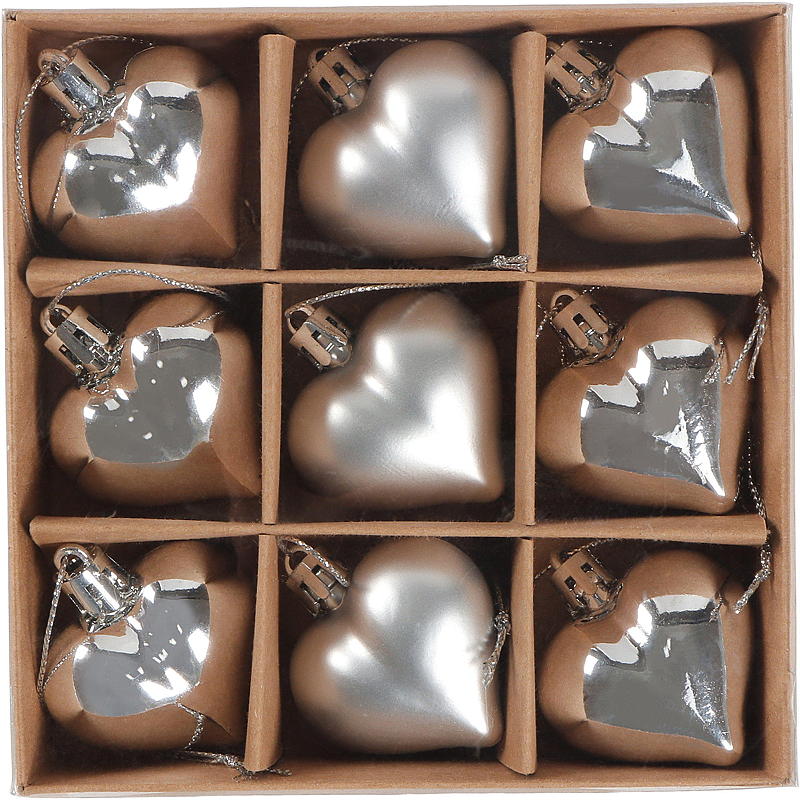 Home Julekule 9-pk 4 cm hjerte