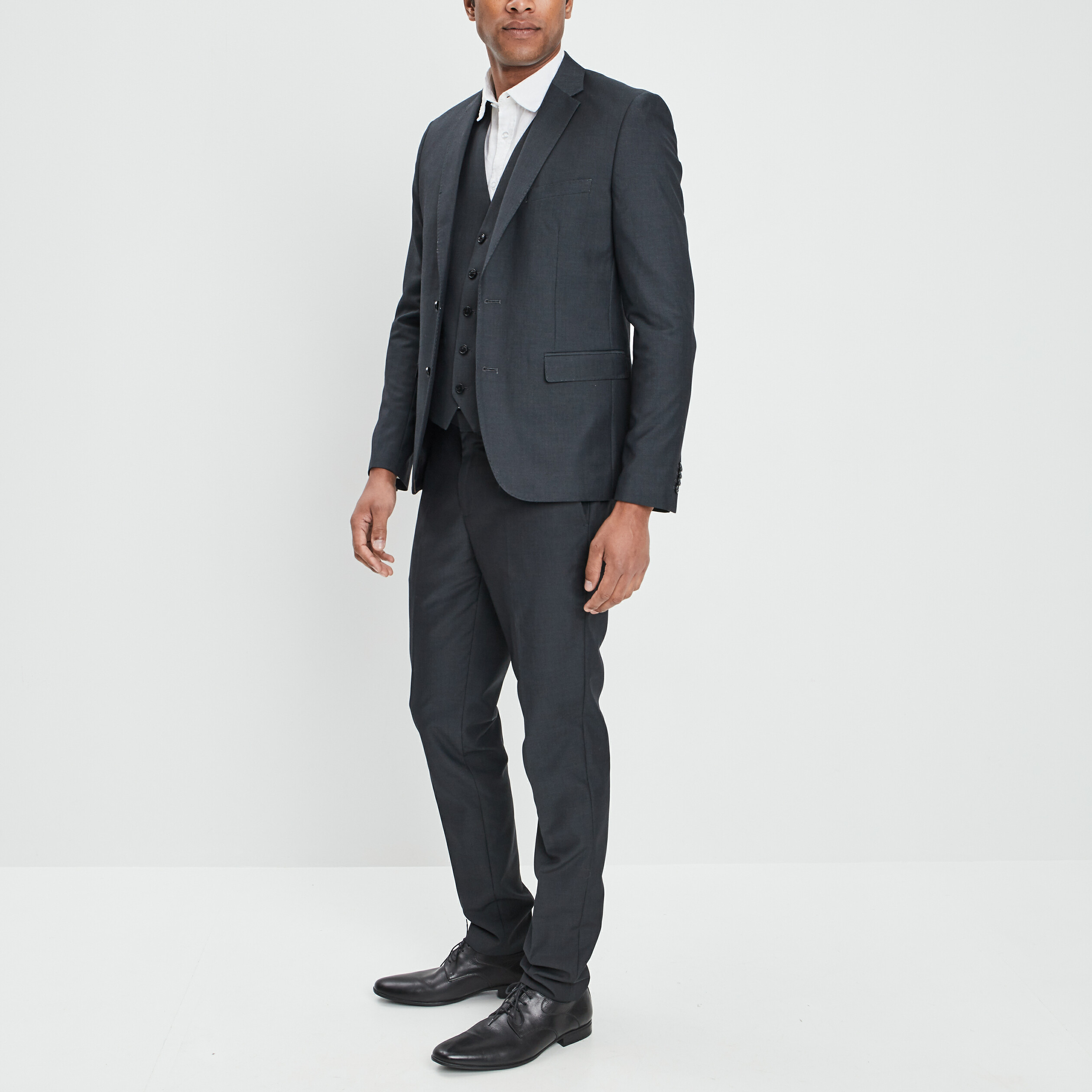 Veste ajustée boutonnée gris foncé homme | La Halle