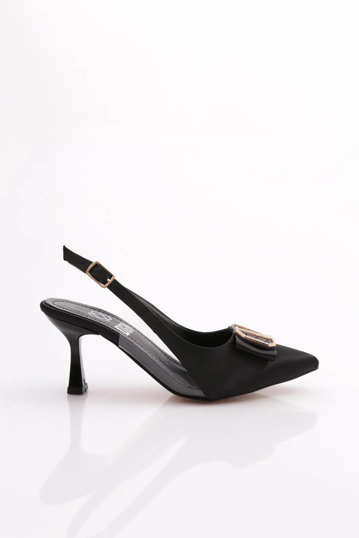 DGN  Schwarze Satin K13 Damenschuhe mit geschlossenem Absatz