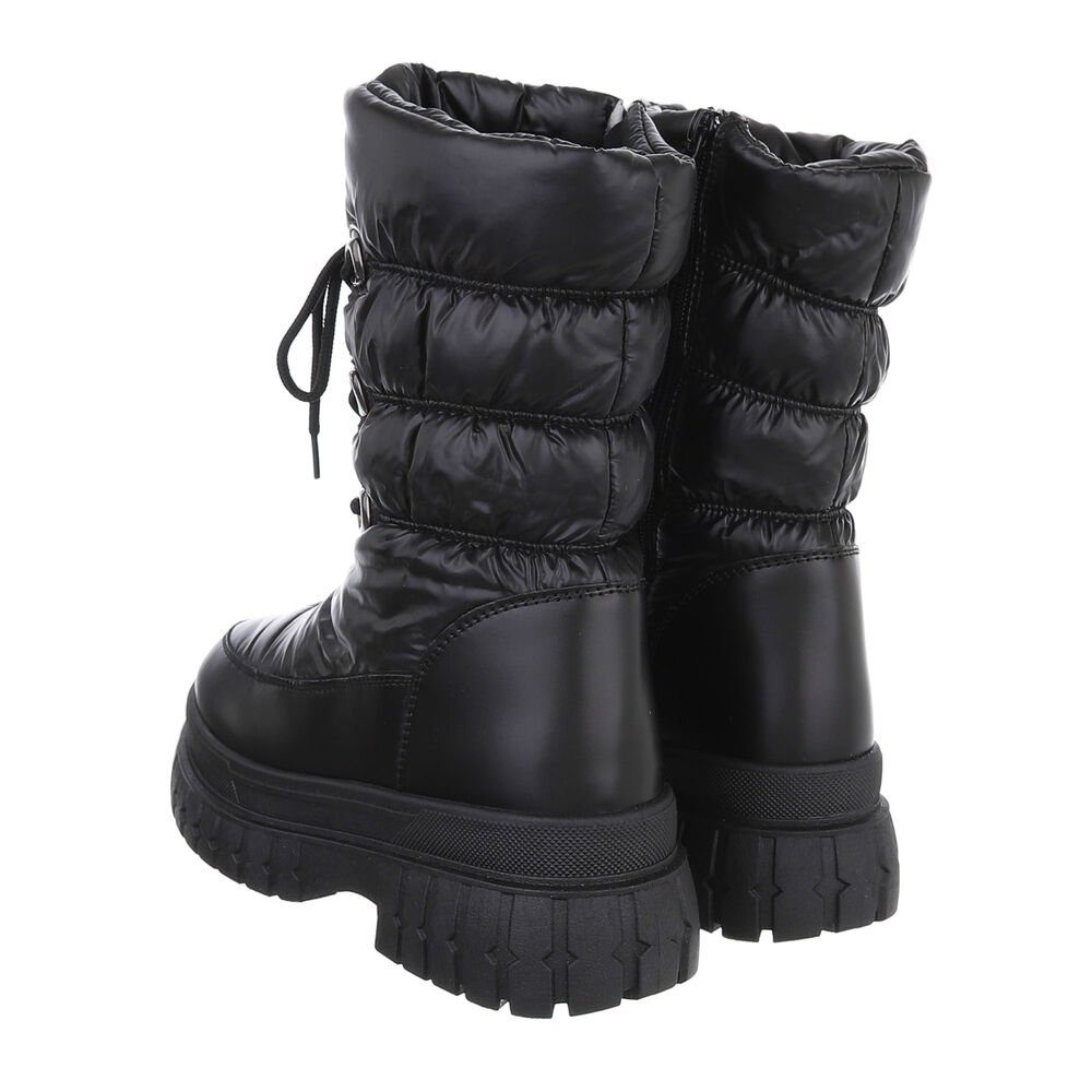 Ital-Design Damen Snowboots Freizeit Snowboots Blockabsatz Plateaustiefeletten in Schwarz
