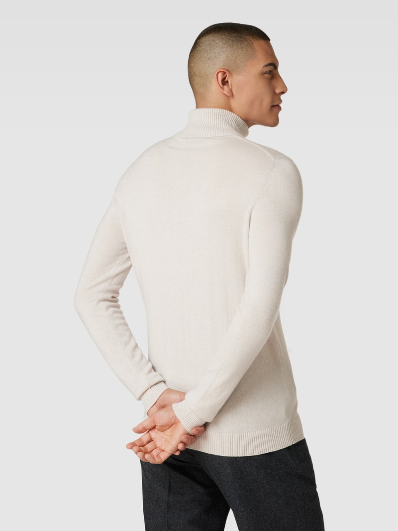 Strickpullover mit Rollkragen aus Kaschmir in ecru meliert