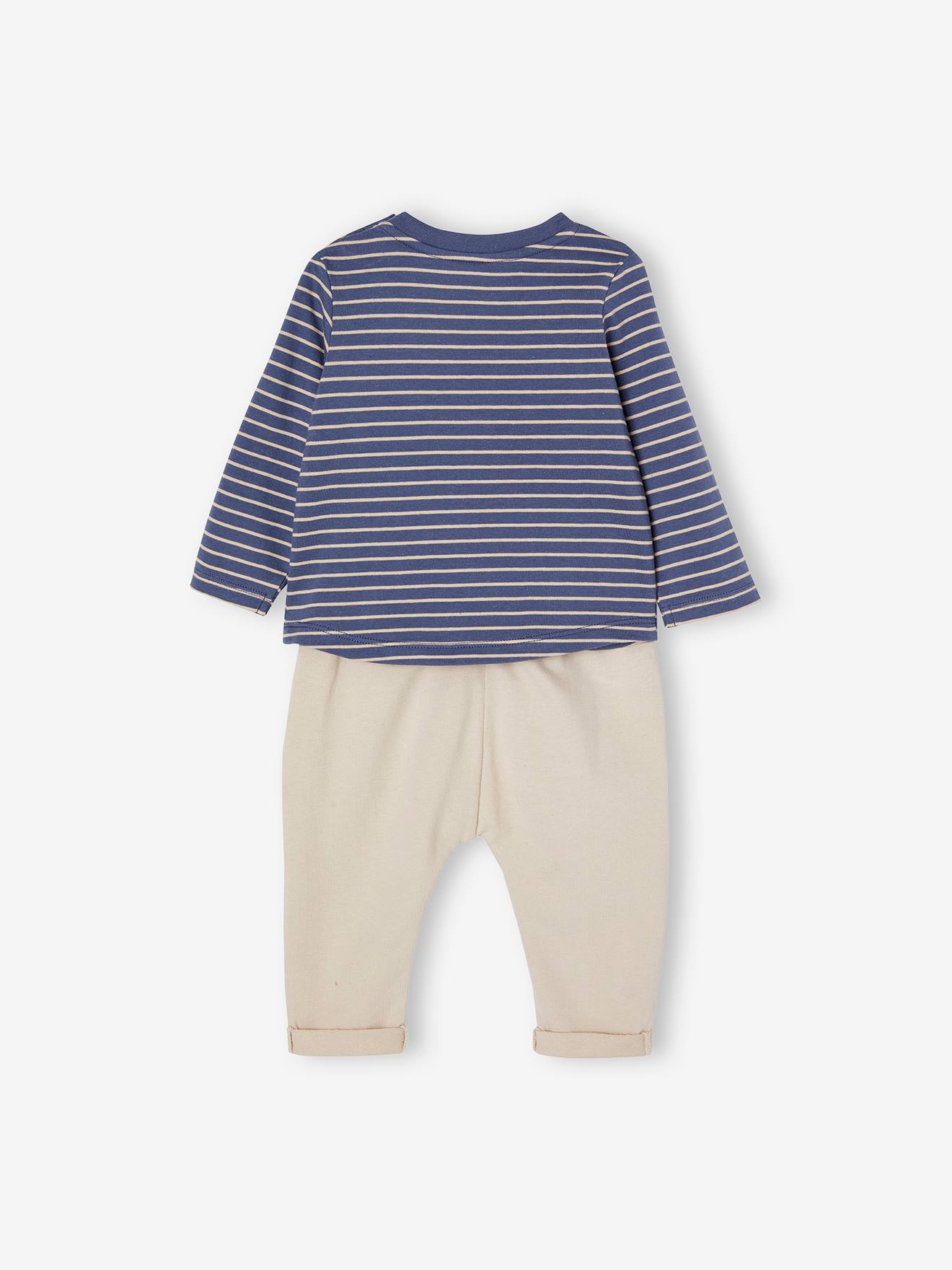 Vertbaudet Baby-Set: Shirt & Sweathose Oeko-Tex - blau