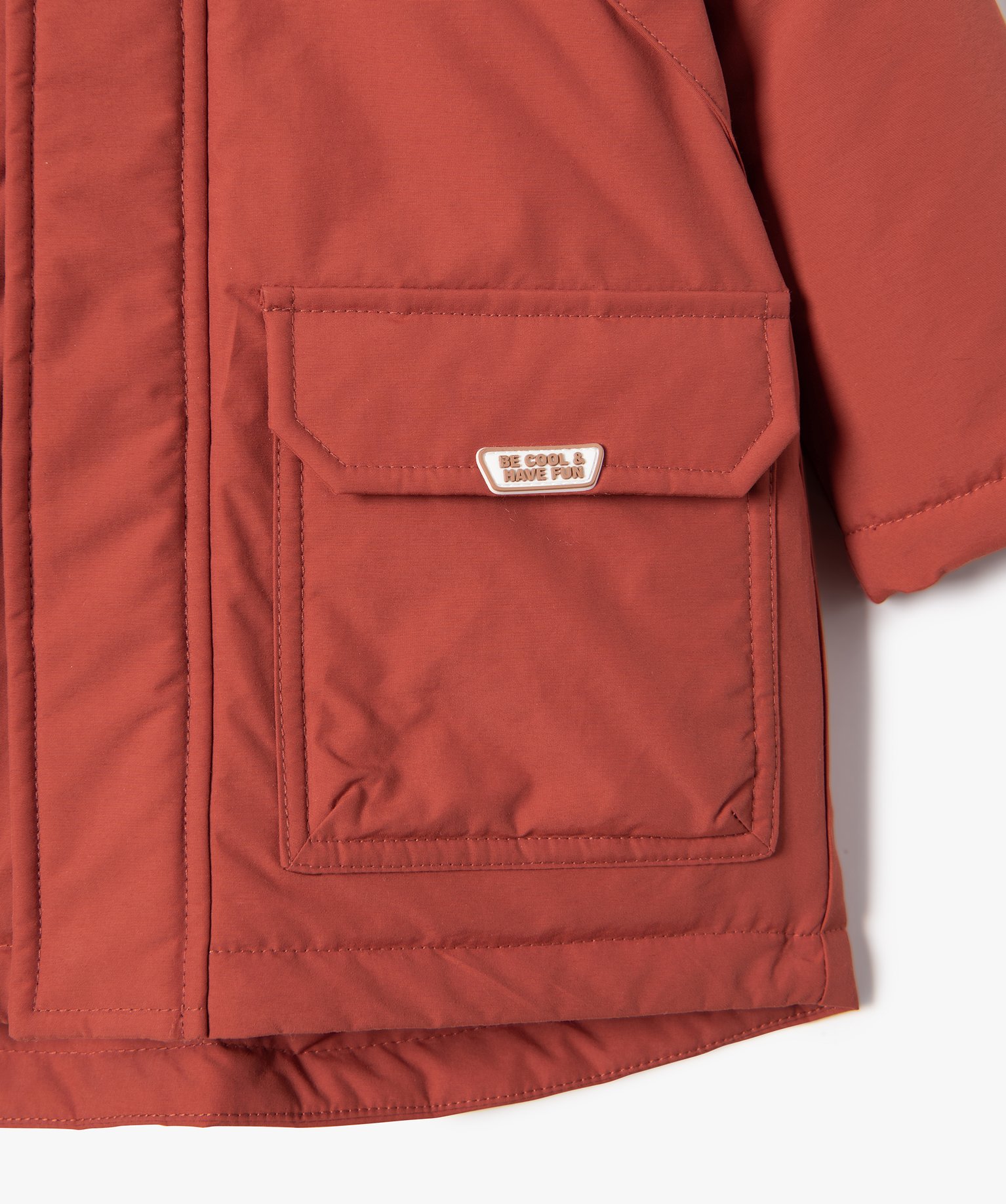 Parka bébé Garçon à capuche et doublure chaude rouge | GEMO