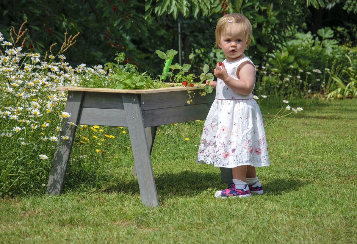 dobar Kleines Kinderhochbeet mit Ablagefläche grau