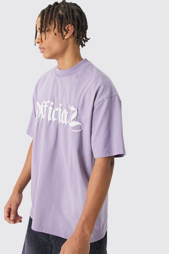 Oversize T-Shirt mit Spray-Waschung und Denim-Applikation
