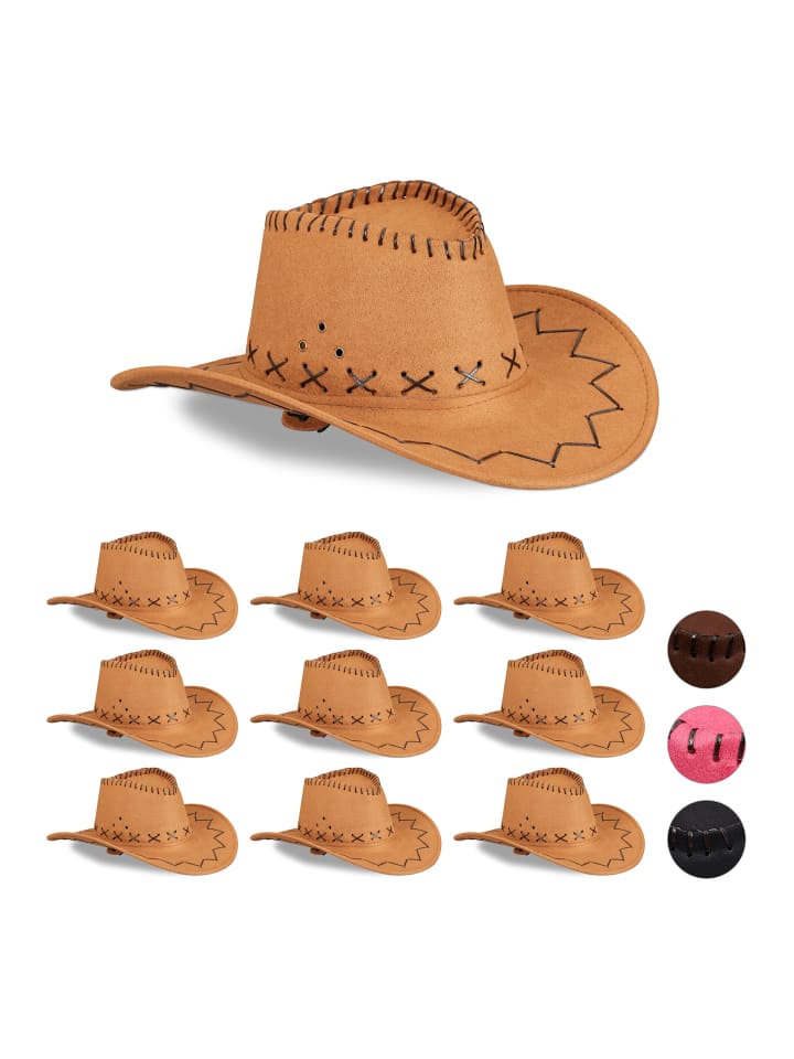 relaxdays 10x Cowboyhut in Braun günstig kaufen onesize