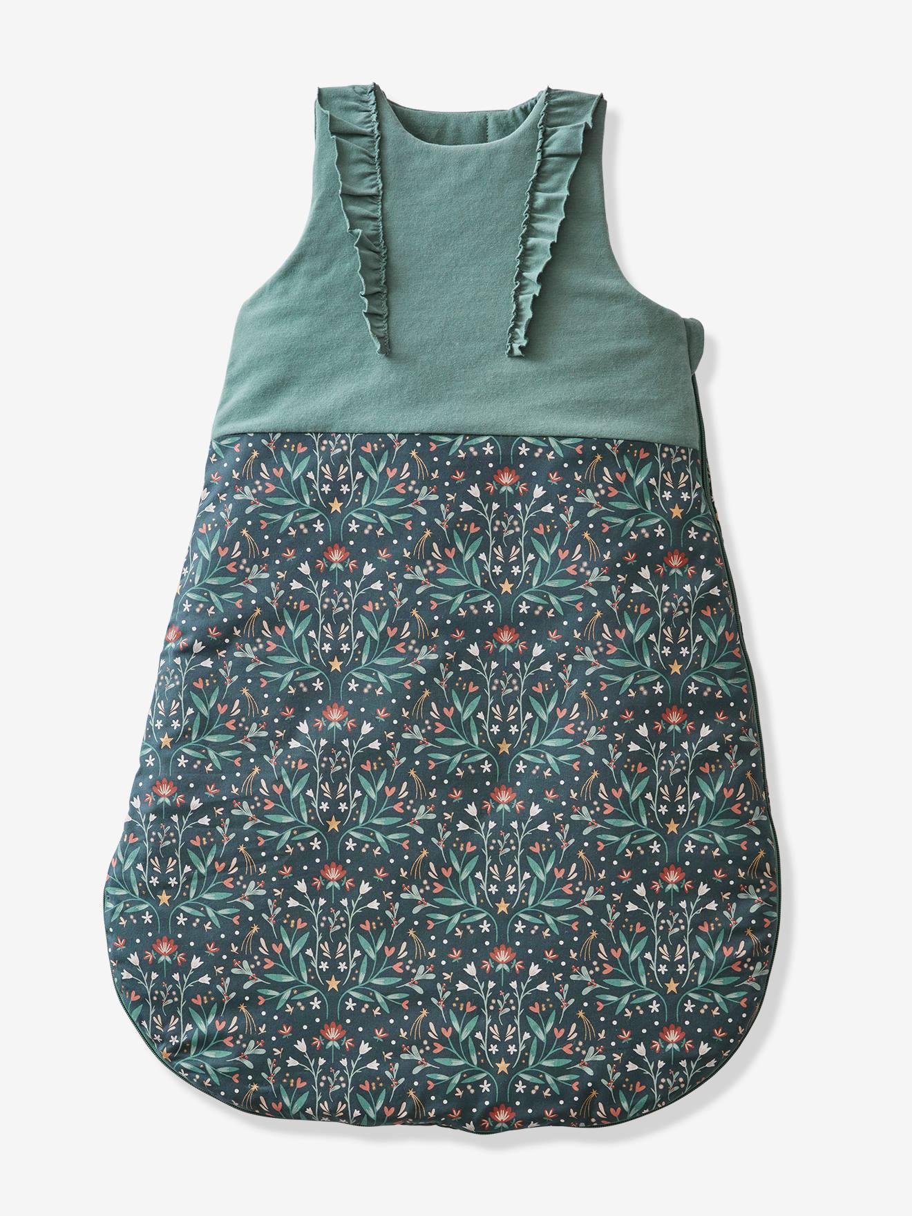 Vertbaudet Baby Winterschlafsack MAGIC FOREST, abnehmbare Ärmel Oeko-Tex - grün bedruckt