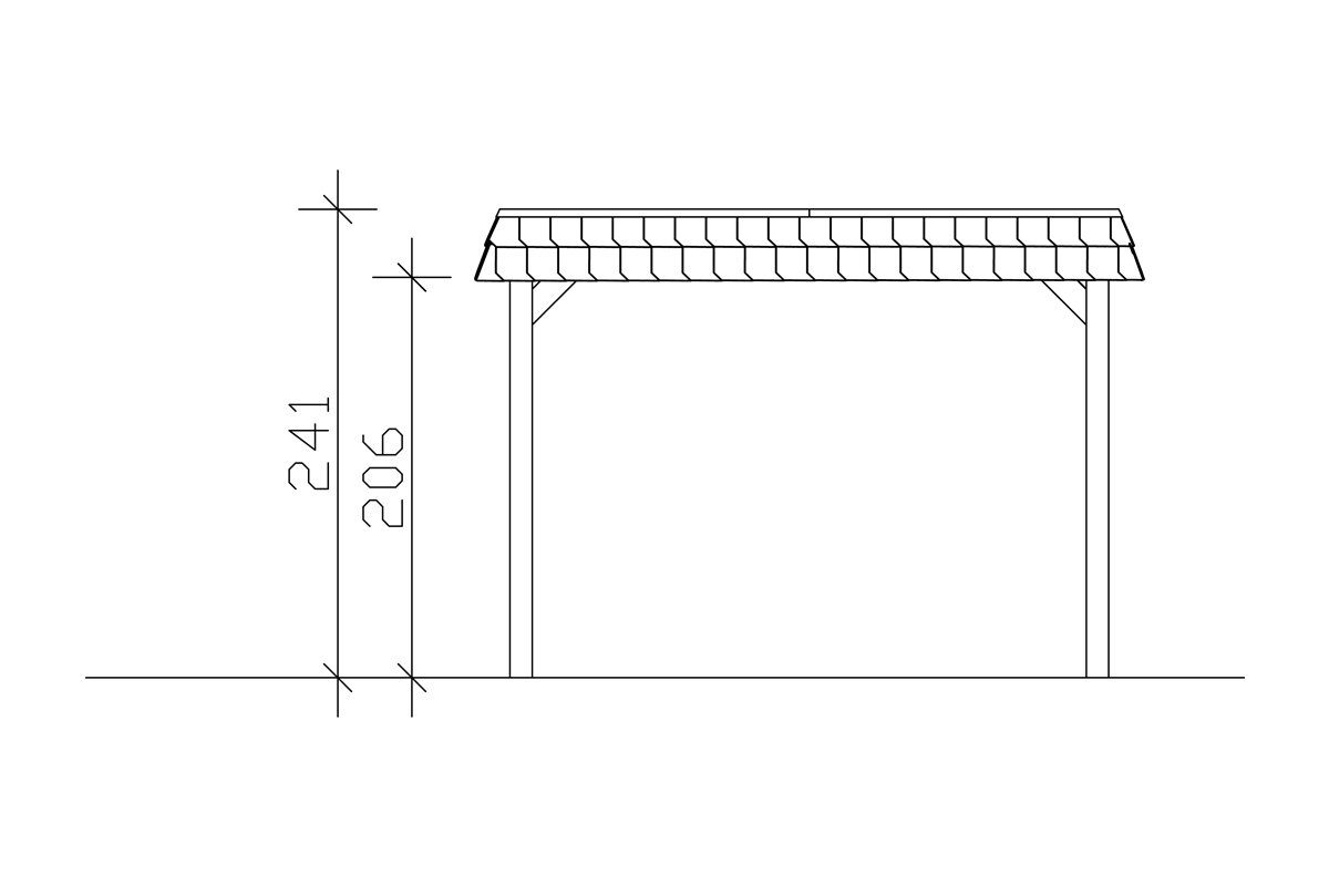 Skanholz Einzelcarport Spreewald, BxT: 345x893 cm, 206 cm Einfahrtshöhe