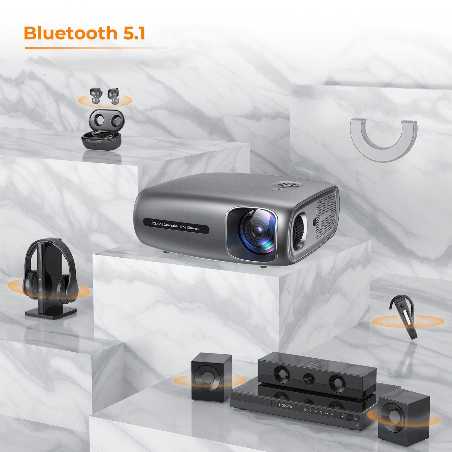Sinaopus HD Projektor, 5G WiFi Bluetooth Beamer 4K LED-Beamer (1920x1080 px, Full HD)
