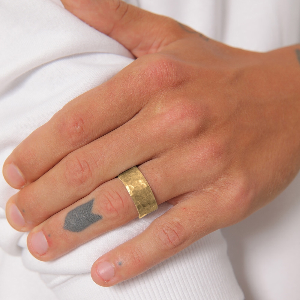 KUZZOI KUZZOI Bague Bague pour homme en argent sterling 925, martelée et massive. Bague