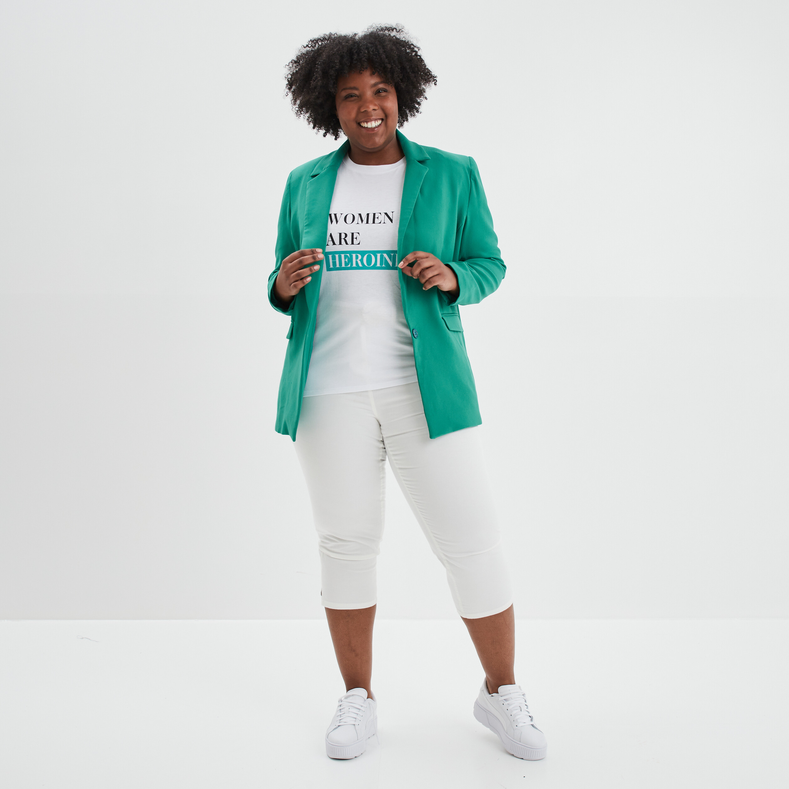 T-shirt droit manches courtes Modavista blanc femme grande taille | La Halle