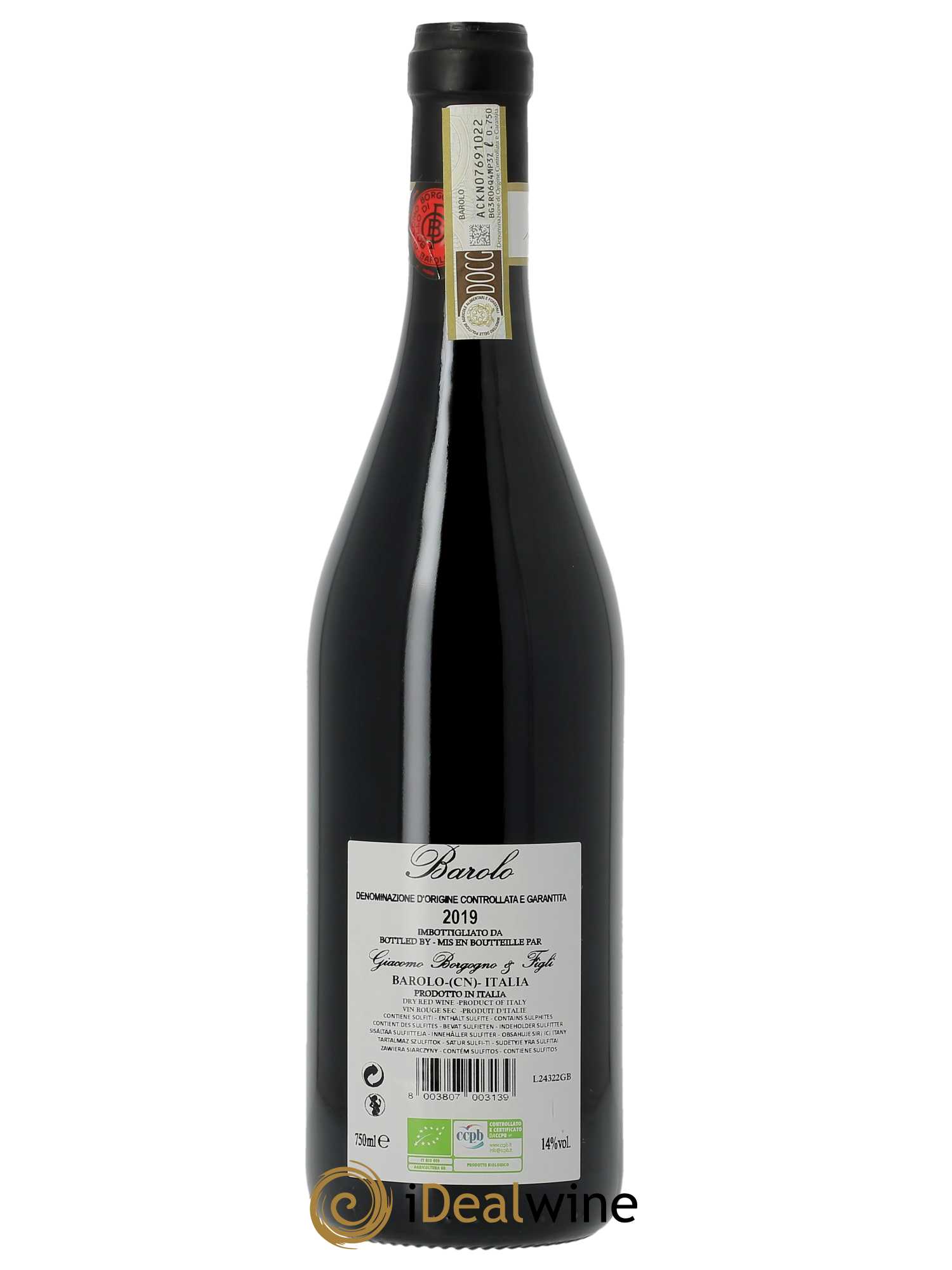 Barolo Classico Giacomo Borgogno  2019 - Lot de 1 Bouteille