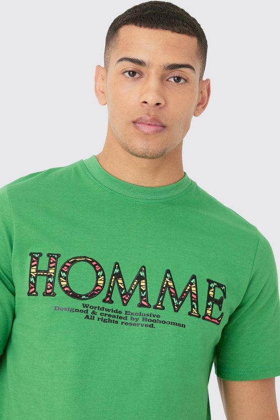 T-Shirt mit Homme-Stickerei