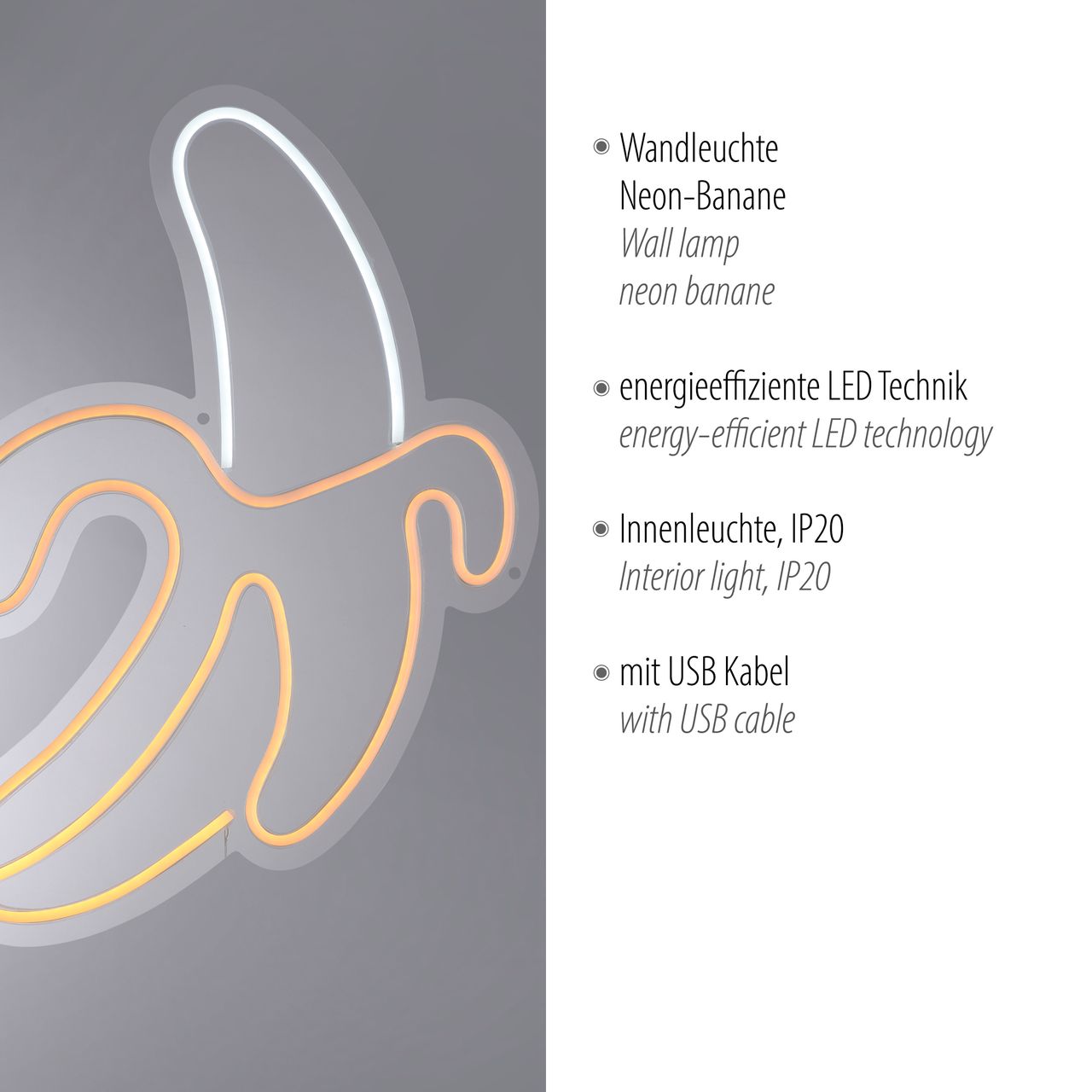 JUST LIGHT Neon-LED-Bild NEON-BANANE, 1x LED-Board/7,00 Watt, mehrfarbig
