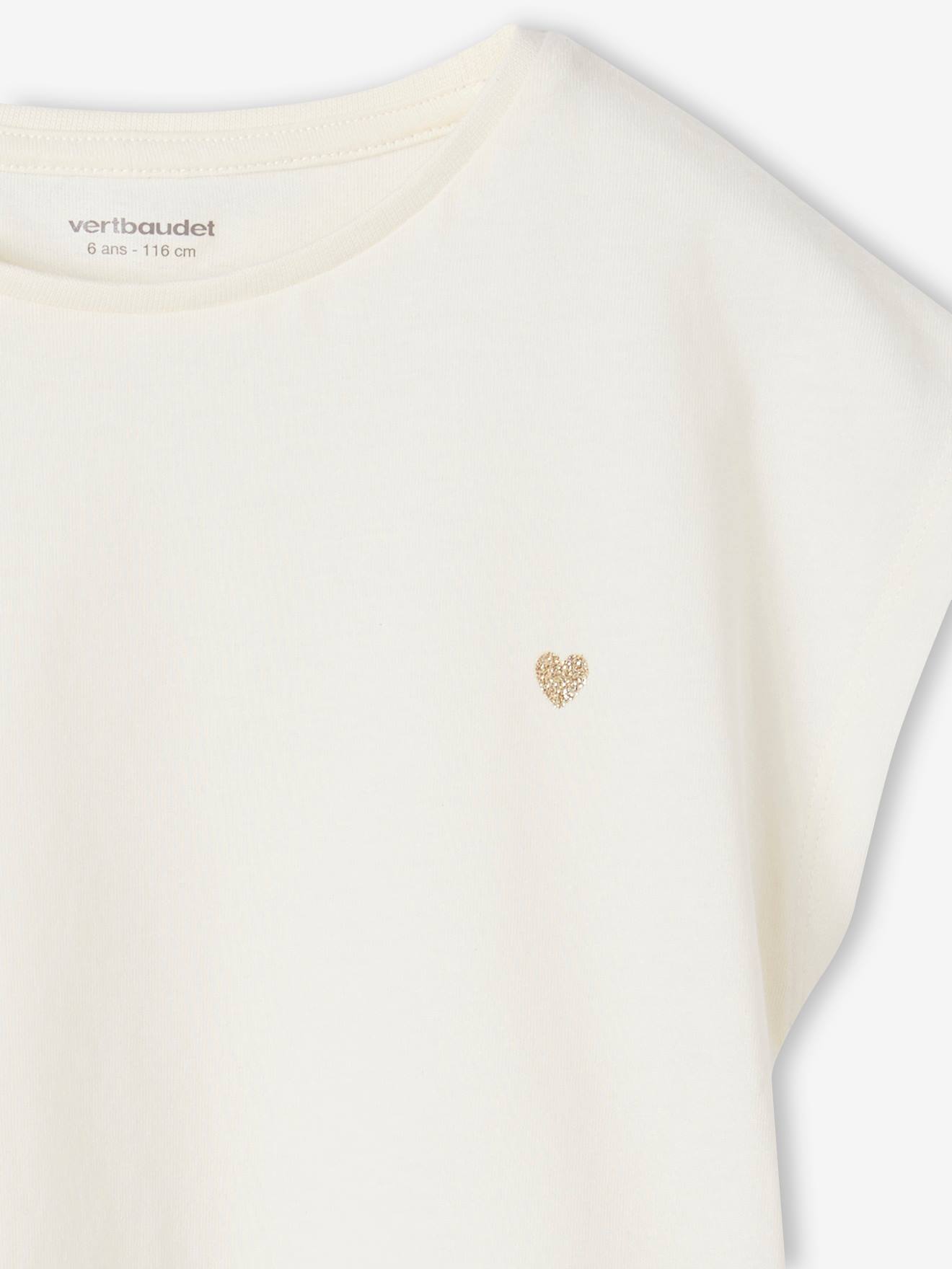Vertbaudet Mädchen T-Shirt BASIC, personalisierbar Oeko-Tex - wollweiß