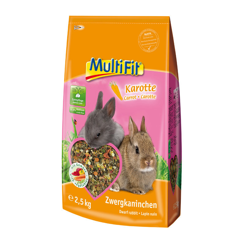 MultiFit Hauptfutter MultiFit für Zwergkaninchen mit Karotte 2,5 kg