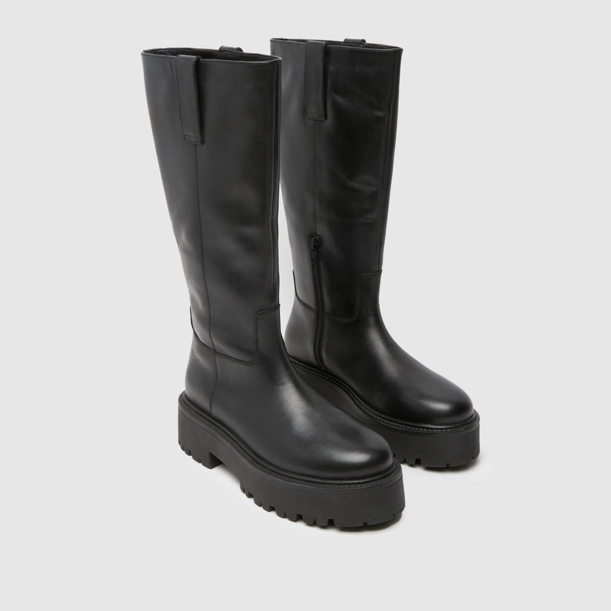 Schuh Darina – Svarta läderstövlar med dragkedja