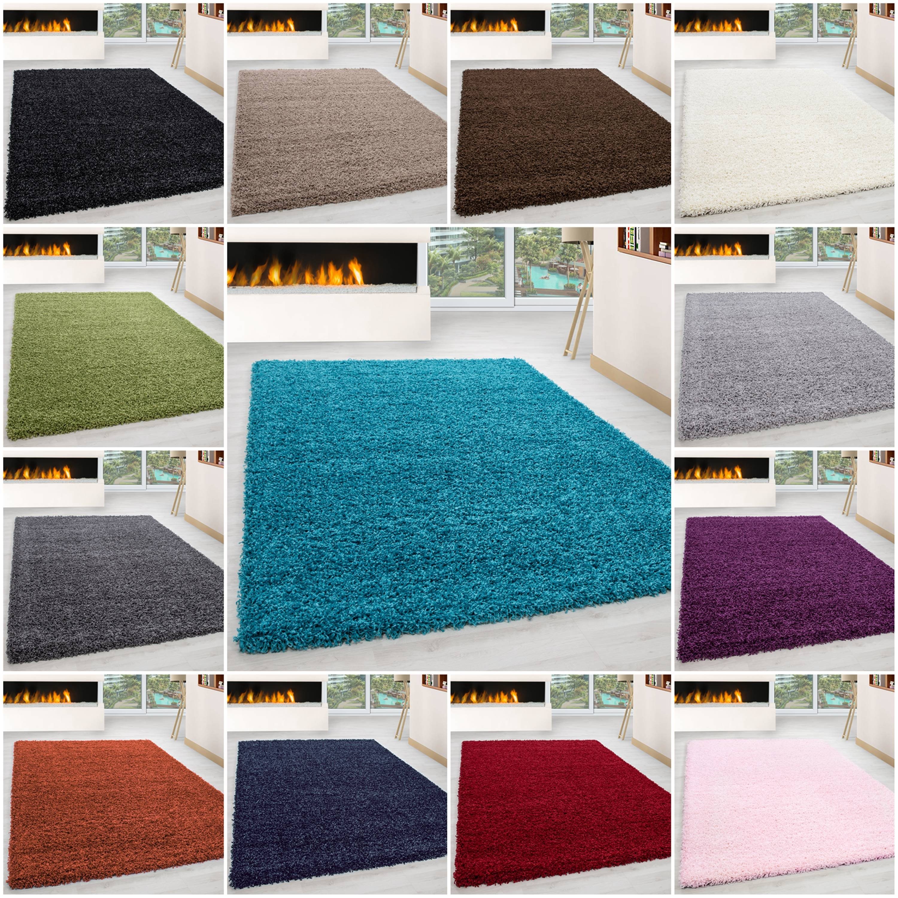 Hochflor-Teppich, Homtex, 60 x 110 cm, Wunderschöne Shaggy Teppich Hochflor Intensive Farbbrillanz
