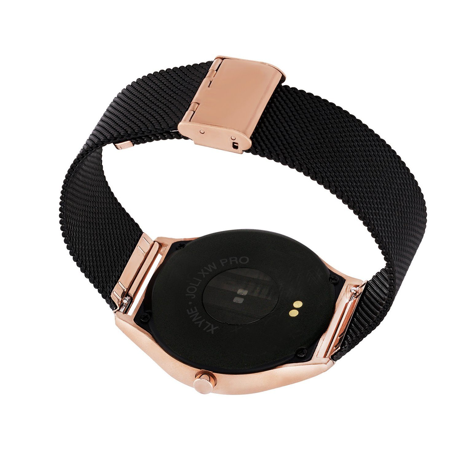X-Watch JOLI XW PRO Damen Smartwatch (3,9 cm/1,22 Zoll, iOS und Android) Diamond Black, Damen Smart Watch, Fitness Tracker, Milanaise Armband, 9mm flach, Blutsauerstoff, Blutdruck, Puls, Kalorien, Schlaf, für iPhone/Huawei/Samsung uvm.