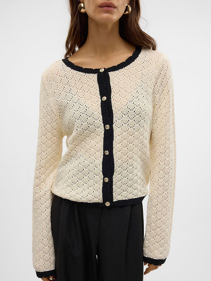 Vero Moda Cardigan in Beige/ Schwarz günstig kaufen