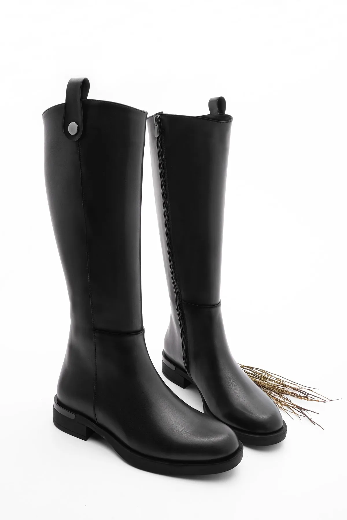 Marjin  Damen Alltagsstiefel über dem Knie Reißverschluss Lindo Schwarz