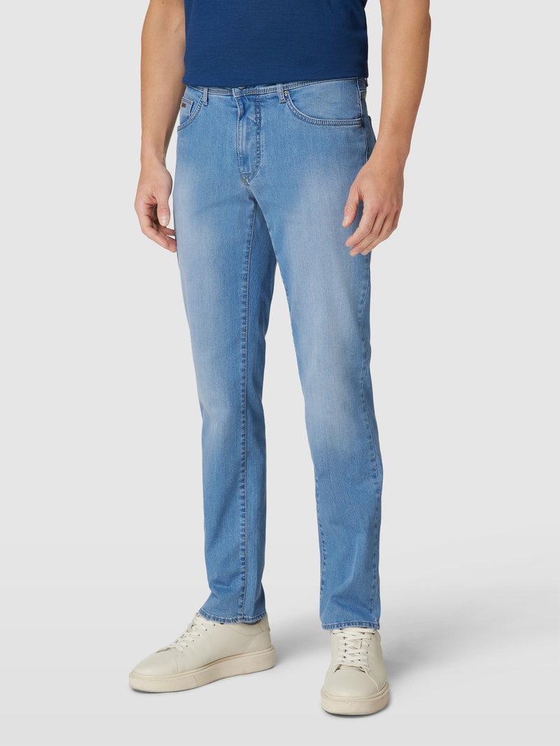Straight Fit Jeans mit Label-Patch Modell 'Cadiz' in hellblau