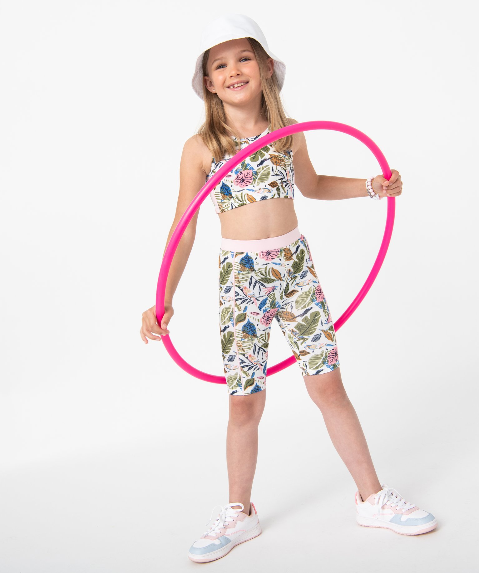 Legging de sport fille court à large ceinture élastique ecru | GEMO