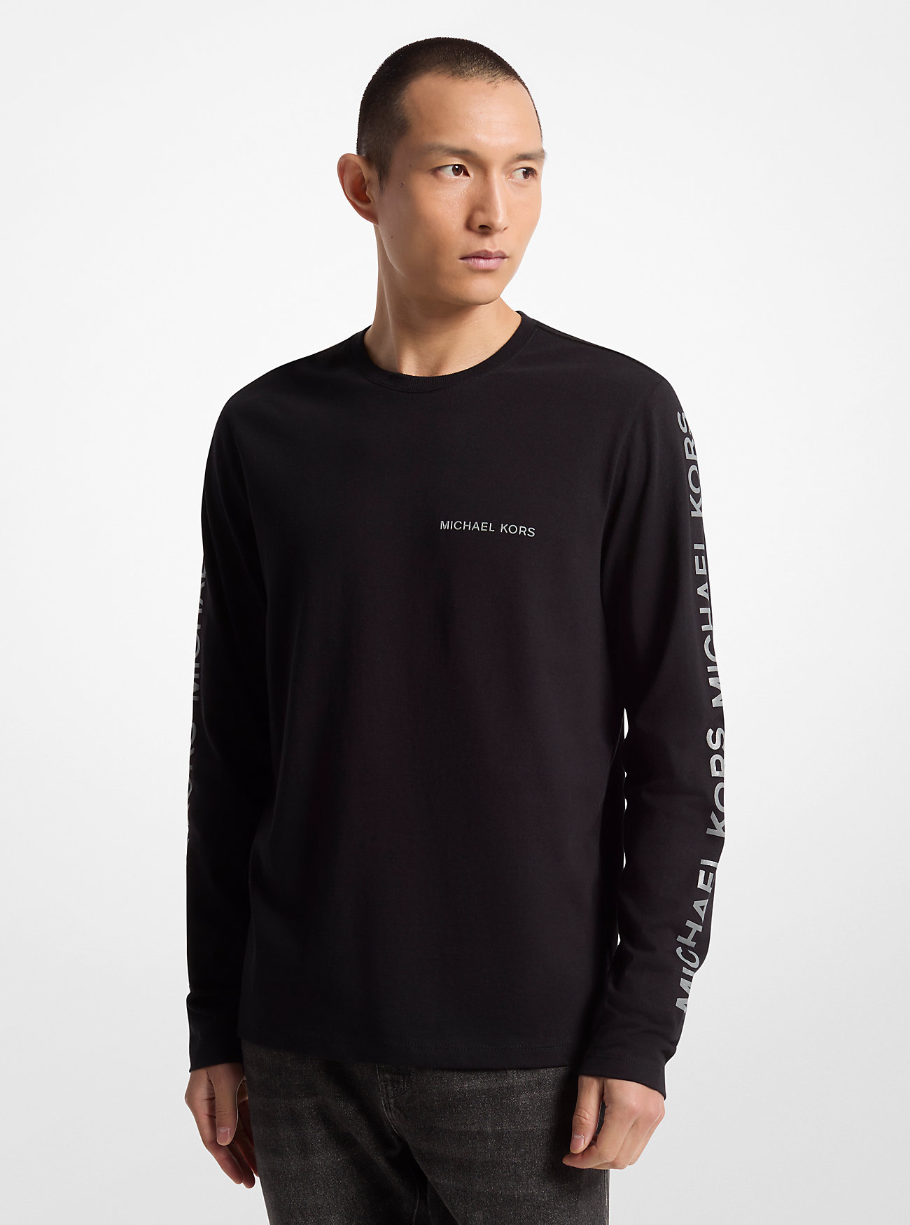 T-shirt a maniche lunghe in cotone - NERA