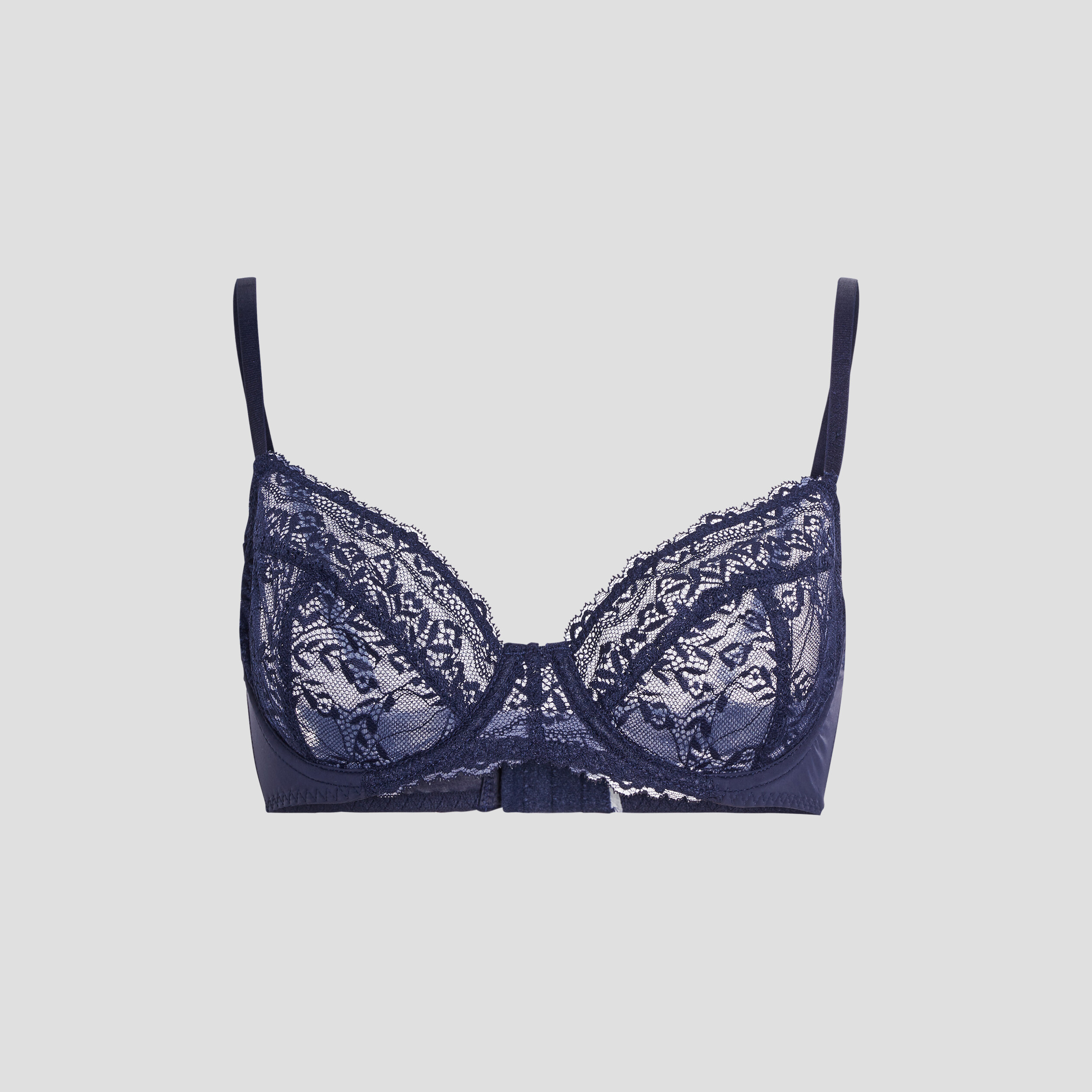 Soutien-gorge emboîtant micro dentelle bleu marine femme | La Halle