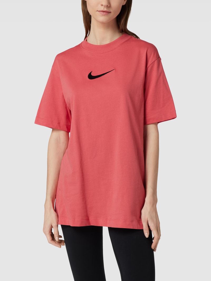 Oversized T-Shirt mit Logo-Stitching in rostrot