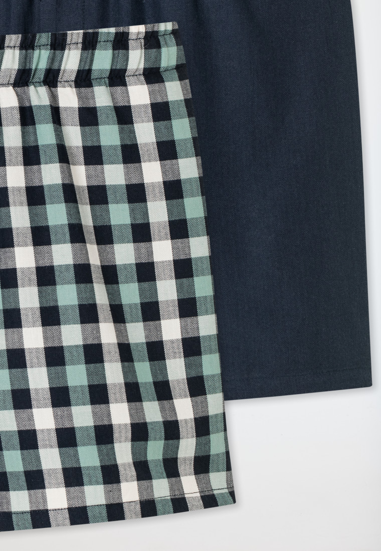 Boxershorts Webware 2er Pack Karos nachtblau/ mehrfarbig - Boxershorts Multipacks