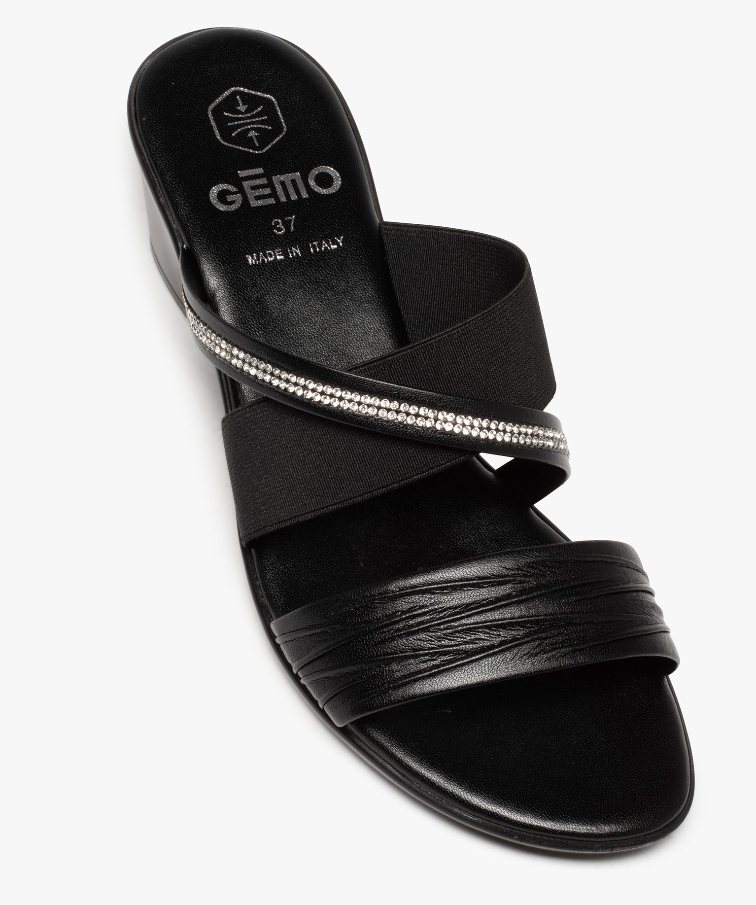 Sandale femme confort multi-brides forme mule noir | GEMO