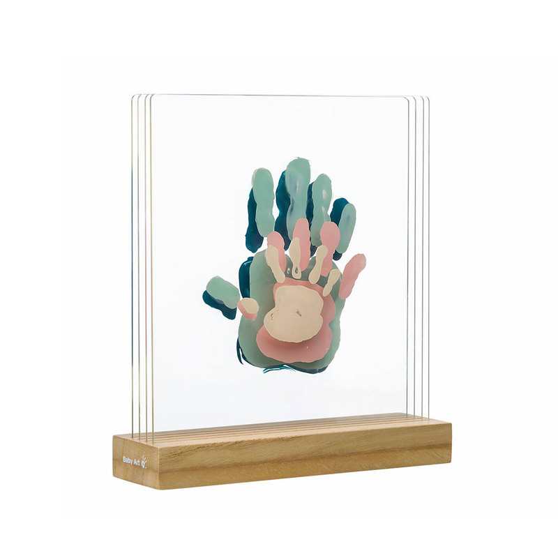 Cadre bois transparent 4 empreintes Family prints Baby Art